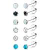 imageFansilver Titanium Earrings for Women Men Surgical Steel Stud Earrings Opal Turquoise Cubic Zirconia Screw Back Earrings 20G Cartilage Piercing Nap Earrings Hypoallergenic Flatback Stud Earrings for Sensitive EarsATitanium Flat Back Earrings