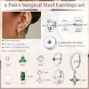 imageFansilver Hypoallergenic Flat Back Earrings for Women 20G Surgical Stainless Steel Cartilage Earring Sets for Multiple Piercing Dainty Small Hoop Flatback Stud Earrings StacksSilver