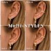 imageFansilver Hypoallergenic Flat Back Earrings for Women 20G Surgical Stainless Steel Cartilage Earring Sets for Multiple Piercing Dainty Small Hoop Flatback Stud Earrings Stacks14k Gold