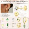 imageFansilver Hypoallergenic Flat Back Earrings for Women 20G Surgical Stainless Steel Cartilage Earring Sets for Multiple Piercing Dainty Small Hoop Flatback Stud Earrings StacksGold