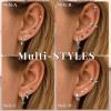 imageFansilver Hypoallergenic Flat Back Earrings for Women 20G Surgical Stainless Steel Cartilage Earring Sets for Multiple Piercing Dainty Small Hoop Flatback Stud Earrings StacksSilver
