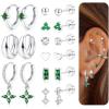 imageFansilver Hypoallergenic Flat Back Earrings for Women 20G Surgical Stainless Steel Cartilage Earring Sets for Multiple Piercing Dainty Small Hoop Flatback Stud Earrings StacksSilver