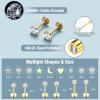 imageFansilver 14K Gold Filled Flat Back Stud Earrings for Women 316L Surgical Steel Internal Thread Nose Rings Studs Hypoallergenic Lip Monroe Labret Medusa Piercing JewelryGold