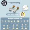 imageFansilver 14K Gold Filled Flat Back Stud Earrings for Women 316L Surgical Steel Internal Thread Nose Rings Studs Hypoallergenic Lip Monroe Labret Medusa Piercing JewelryGold