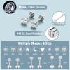 imageFansilver 14K Gold Filled Flat Back Stud Earrings for Women 316L Surgical Steel Internal Thread Nose Rings Studs Hypoallergenic Lip Monroe Labret Medusa Piercing JewelrySilver