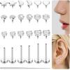 imageFansilver 14K Gold Filled Flat Back Stud Earrings for Women 316L Surgical Steel Internal Thread Nose Rings Studs Hypoallergenic Lip Monroe Labret Medusa Piercing JewelrySilver