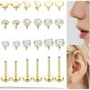 imageFansilver 14K Gold Filled Flat Back Stud Earrings for Women 316L Surgical Steel Internal Thread Nose Rings Studs Hypoallergenic Lip Monroe Labret Medusa Piercing JewelryGold
