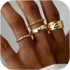 imageFansilver Stackable Chunky Gold Rings for Women Non Tarnish Dainty 14K Gold Plated Stacking Thumb Rings Set Trendy Gold Wedding Band Ring Size 51111