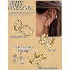 imageFansilver Hypoallergenic Gold Stud Hoop Earrings for Women Surgical Steel Flatback Stud Earrings Gold Hoops With CZ Charms Dangle Chain Earring Stacks Cartilage Earring Sets for Multiple PiercingGold Plated 3