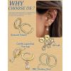 imageFansilver Hypoallergenic Gold Stud Hoop Earrings for Women Trendy  Cartilage Earring Stacks  Surgical Stainless Steel Flat back Stud Earrings Gold Hoops With CZ Charms Cute Dangle Chain Huggie Earring Sets for Multiple Piercing14K Gold Classic Style CZ