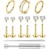 imageFansilver 18G 16G Flat Back Stud Earrings for Women with Piercing Ball Grabber Tool  316L Surgical Steel Cartilage Hoop Earrings Stack Internal Thread CZ Stud Piercing Jewelry for Tragus Helix Conch ampamp Hypoallergenic Lip Nose Rings Hoops14K gold