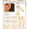 imageFansilver 14K Gold Plated Earrings Stacks for Women Hypoallergenic Surgical Stainless Steel Flat Back EarringsDainty Small Huggie Hoops Studs EarringCartilage Earring Set for Multiple Piercing14k Gold1
