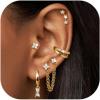 imageFansilver 14K Gold Plated Earrings Stacks for Women Hypoallergenic Surgical Stainless Steel Flat Back EarringsDainty Small Huggie Hoops Studs EarringCartilage Earring Set for Multiple Piercing14k Gold1