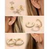 imageFansilver 14K Gold Plated Earrings Stacks for Women Hypoallergenic Surgical Stainless Steel Flat Back EarringsDainty Small Huggie Hoops Studs EarringCartilage Earring Set for Multiple Piercing14k Gold2
