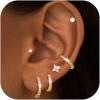 imageFansilver 14K Gold Plated Earrings Stacks for Women Hypoallergenic Surgical Stainless Steel Flat Back EarringsDainty Small Huggie Hoops Studs EarringCartilage Earring Set for Multiple Piercing14k Gold2