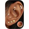imageFansilver 6 Pairs Hypoallergenic Flat Back Earrings 14K Gold Plated Stud Earrings for Women Trendy Small Cartilage Earring Stacks CZ Surgical Steel Earring Set Helix Conch Tragus Piercing Jewelry14K Gold Plated 2