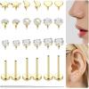 imageFansilver 14K Gold Filled Flat Back Stud Earrings for Women  316L Surgical Steel Internal Thread Stud Piercing Jewelry for Tragus Helix Cartilage Conch Nose Hypoallergenic Lip Monroe Labret Medusa Piercing JewelryGold
