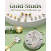 imageFansilver 14K Gold Filled Flat Back Stud Earrings for Women  316L Surgical Steel Internal Thread Stud Piercing Jewelry for Tragus Helix Cartilage Conch Nose Hypoallergenic Lip Monroe Labret Medusa Piercing JewelryGold1