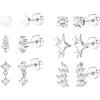imageFansilver 6 Pairs Hypoallergenic Flat Back Earrings 14K Gold Plated Stud Earrings for Women Trendy Small Cartilage Earring Stacks CZ Surgical Steel Earring Set Helix Conch Tragus Piercing Jewelrysilver 1