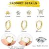 image:imageFansilver 7 Pairs Sterling Silver Stud Earrings for Women 14K Gold Filled Tiny Stud Earrings Set for Multiple Piercing Cartilage Hypoallergenic Huggie Hoop Earrings Cubic Zirconia Small Stud Earrings for TeenGold